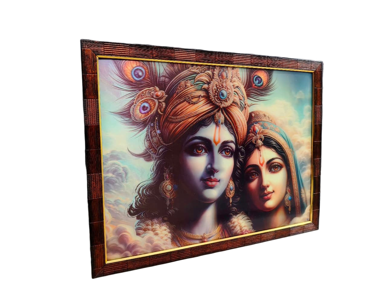 Radha Krishna Framed Art - Divine Love Design