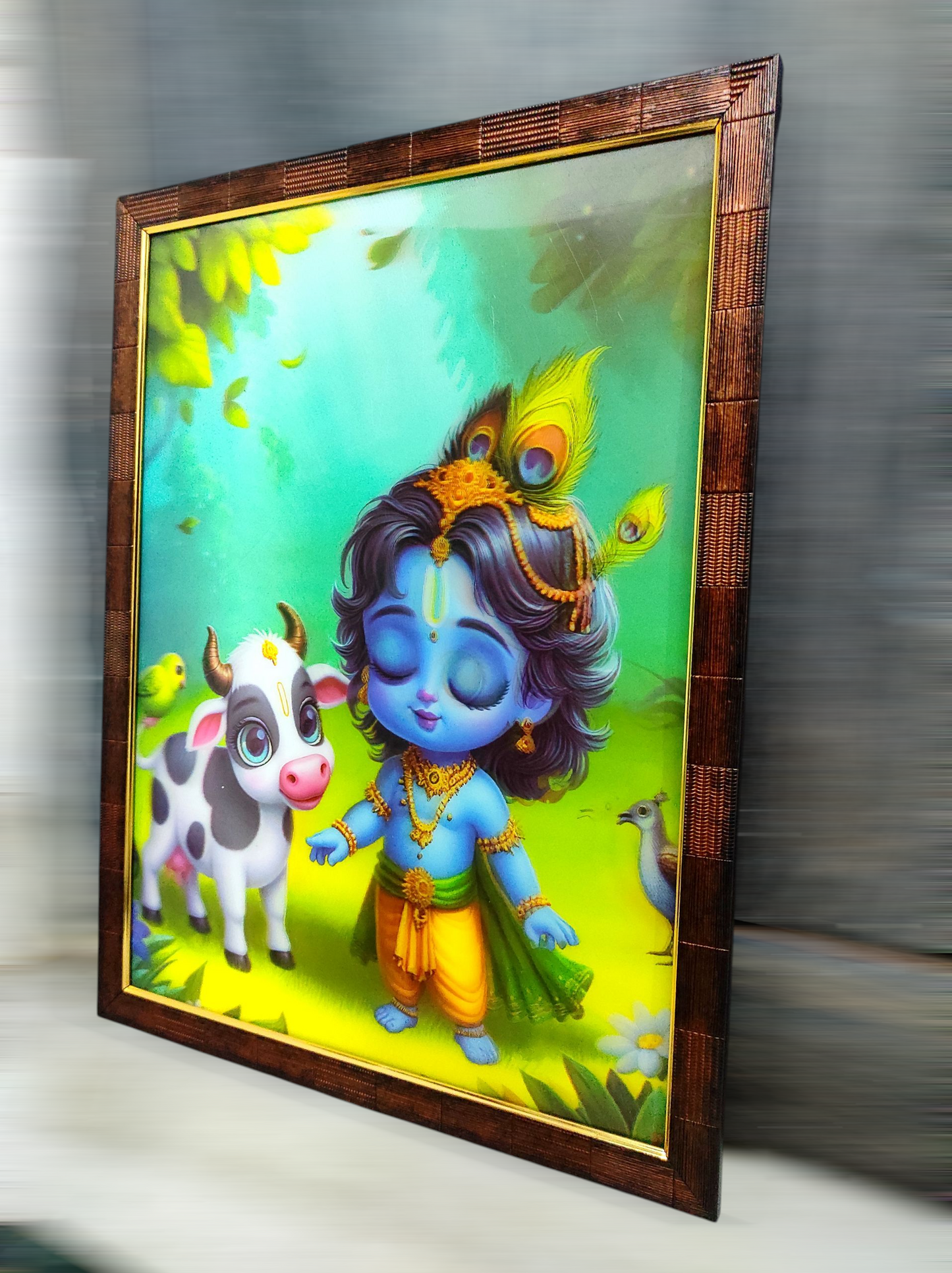 Radha Krishna Playing Framed Art - Childlike Joy Design