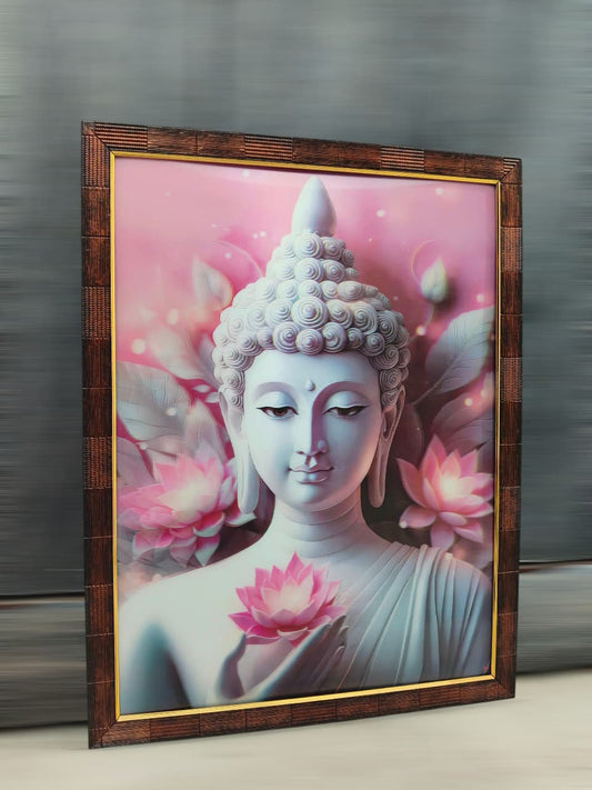 Animated Buddha Framed Art - Lotus Serenity Design