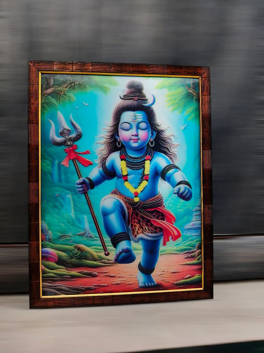 Animated Shiva Framed Art - Eye-Moving Design