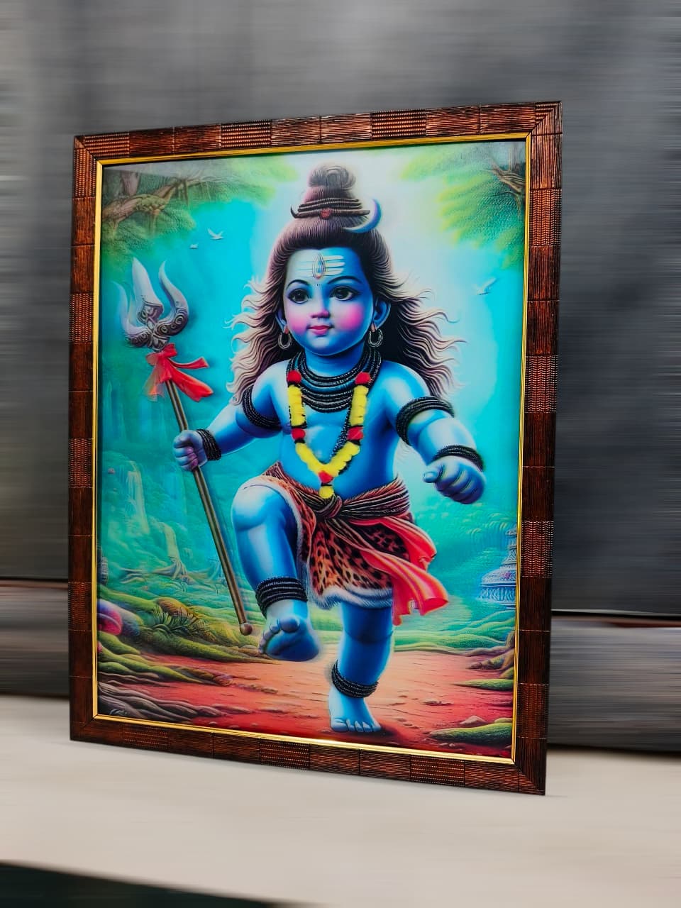 Animated Shiva Framed Art - Eye-Moving Design