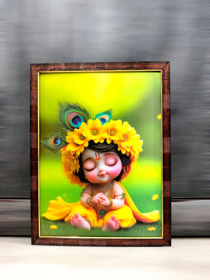 Baby Krishna 12x16 inches 3D Painting