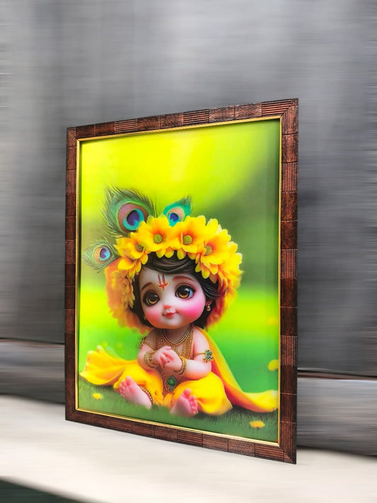 Baby Krishna 12x16 inches 3D Painting