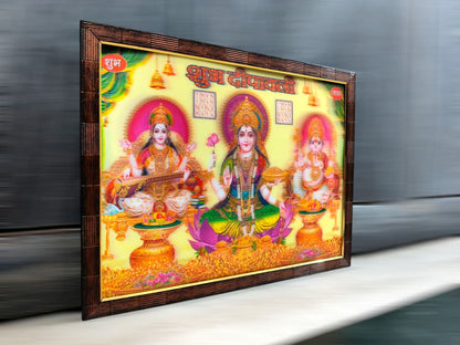 3D Laxmi Ganesh Saraswati Painting