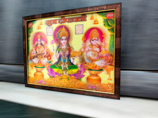 3D Laxmi Ganesh Saraswati Painting