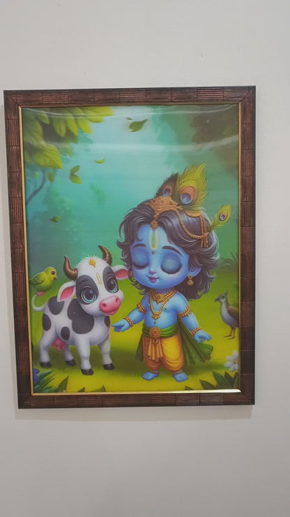 Radha Krishna Playing Framed Art - Childlike Joy Design
