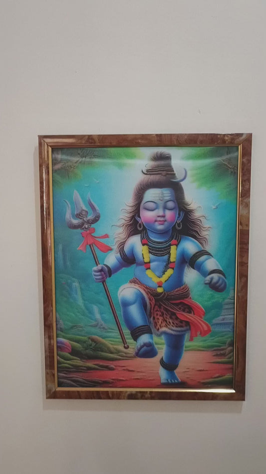 Animated Shiva Framed Art - Eye-Moving Design