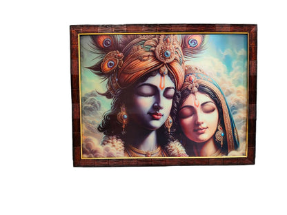 Radha Krishna Framed Art - Divine Love Design