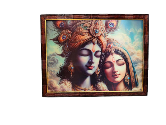 Radha Krishna Framed Art - Divine Love Design