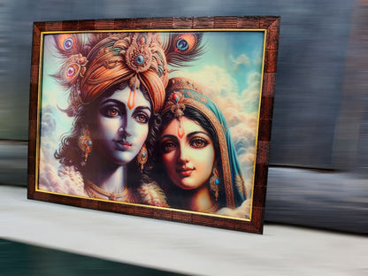 Radha Krishna Framed Art - Divine Love Design