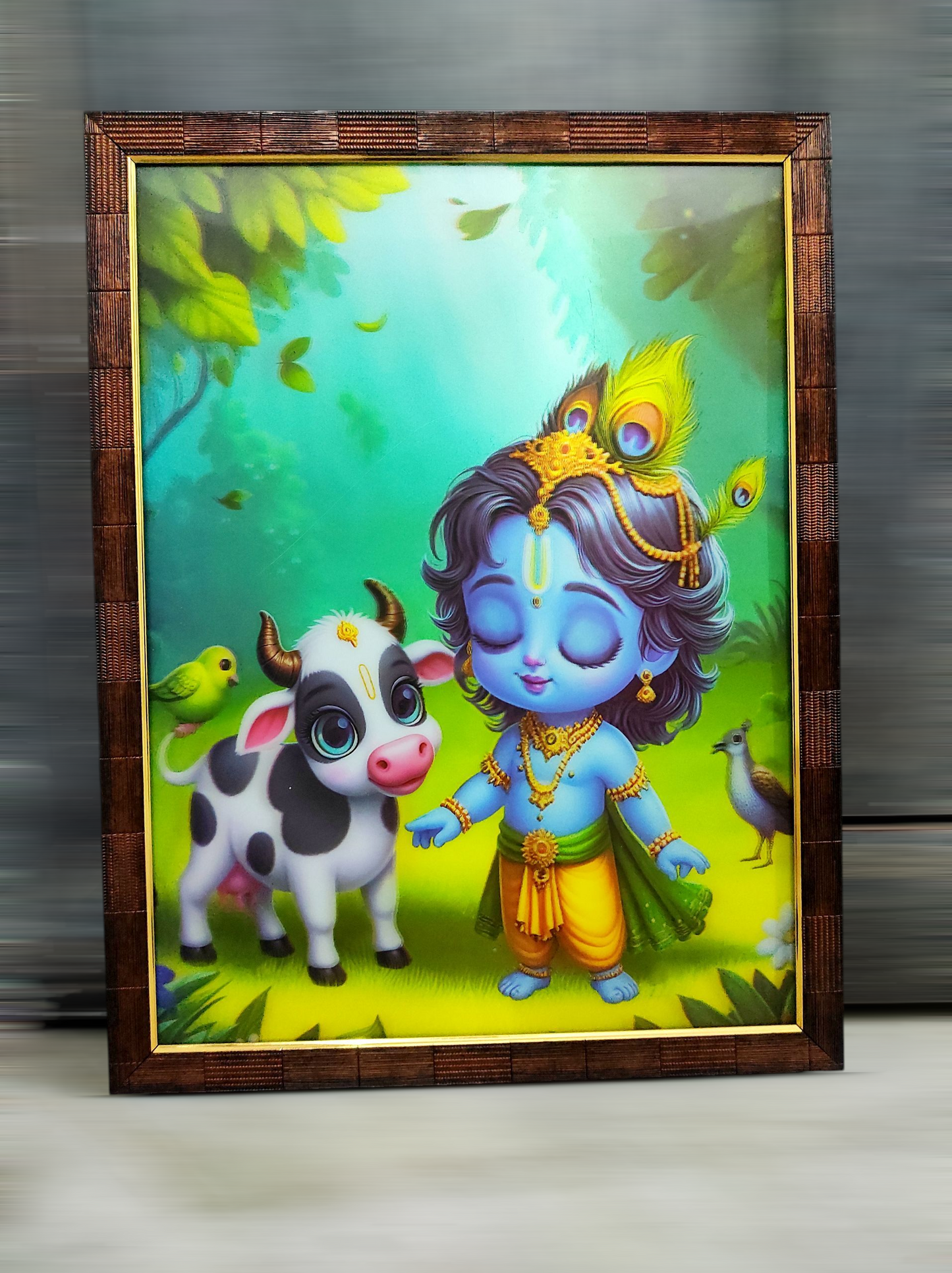 Radha Krishna Playing Framed Art - Childlike Joy Design