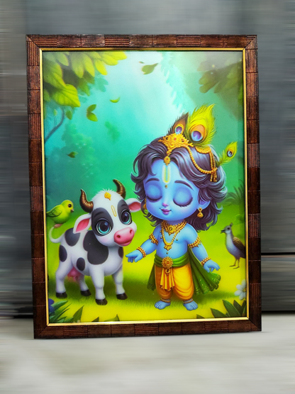 Radha Krishna Playing Framed Art - Childlike Joy Design