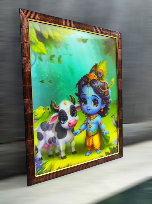 Radha Krishna Playing Framed Art - Childlike Joy Design